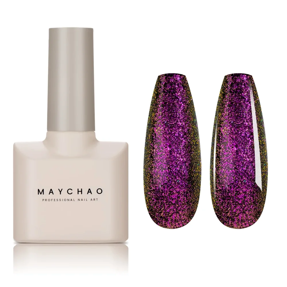 MAYCHAO 15ML Chameleon Gel Nail Polish 1Pc Purple to Yellow Nail Polish Soak Off UV LED Nail Gel Polish Nail Art Starter Manicure Salon DIY at Home, 0.5 OZ