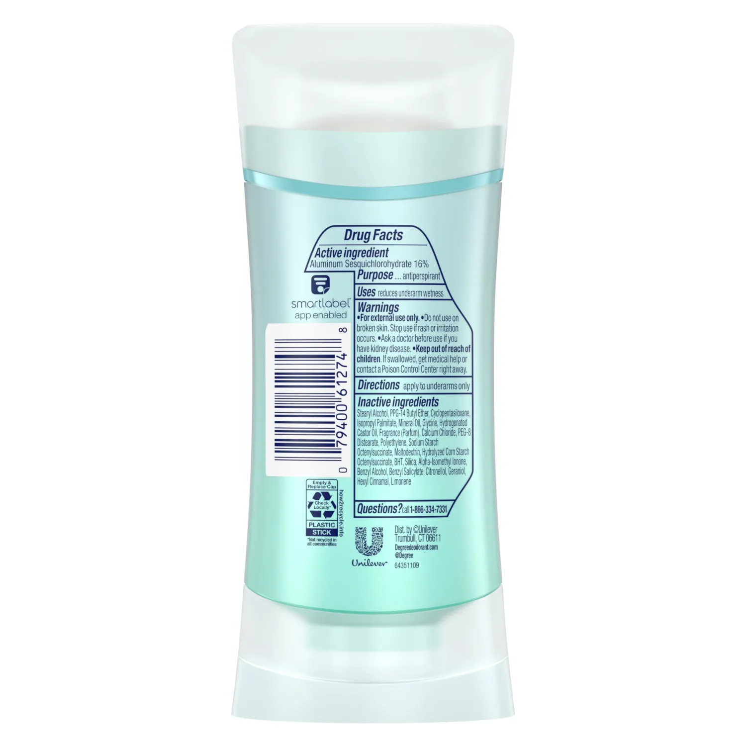 Degree Antiperspirant Deodorant Stress Control 72-Hour Sweat & Odor Protection Antiperspirant for Women with Body Heat Activated Technology 2.6 oz