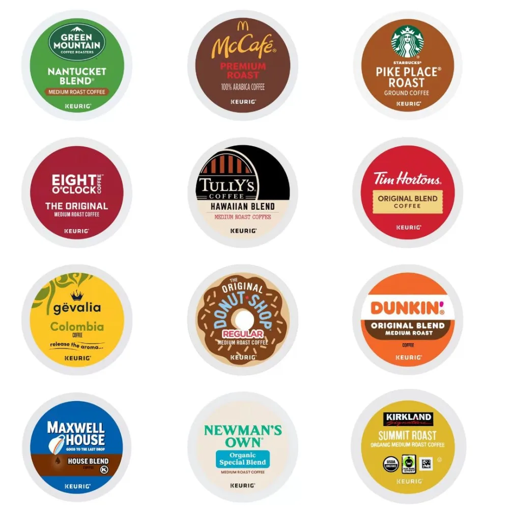 Medium Roast Coffee K-Cups Sampler Variety, Includes Nantucket Blend, Starbucks Pike Place, Dunkin Orignal Blend, Eight O'clock Original, Gevalia Colombia, Donut Shop, McCafe Premium Roast, Tim Hortons Original Blend, Tully's Hawaiian, Kirkland Summit Roast And Donut Shop 24 Count