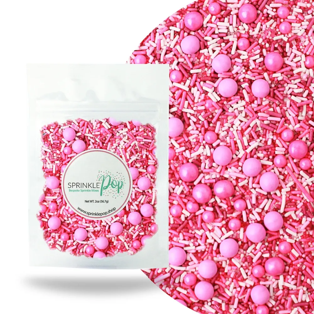 Pink Ombre Sprinkles Mix| Made In USA By Sprinkle Pop| Fuchsia Pink White Sprinkles Mix| Decorating Sprinkles For Girl Princess Baby Shower Gender Reveal Birthday Cake Cupcakes Donuts Cookies, 2oz