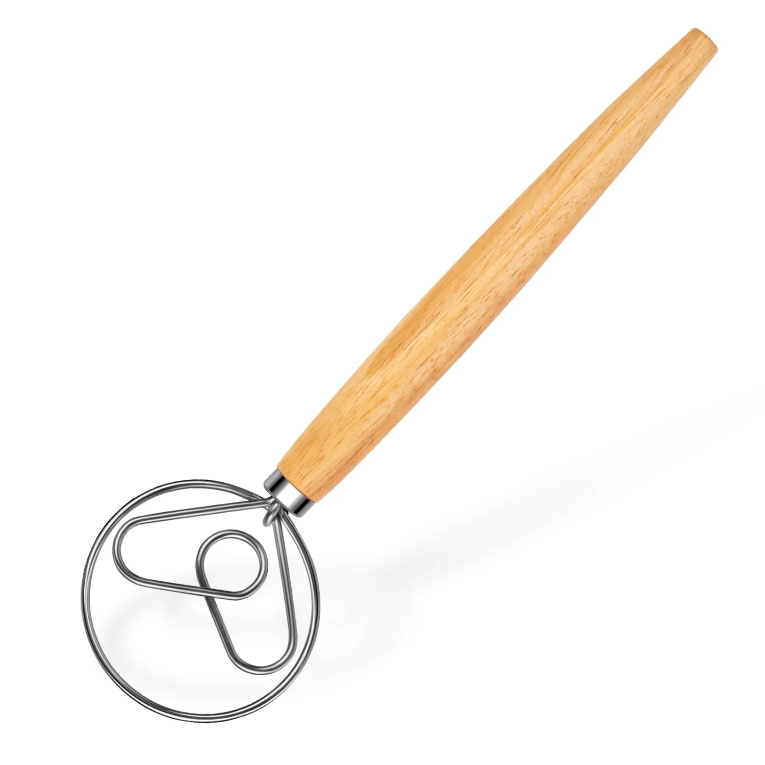 Danish Dough Whisk Stainless Steel Hook Dutch Style Bread Mixer with Wooden Handle for Sourdough Making Tools