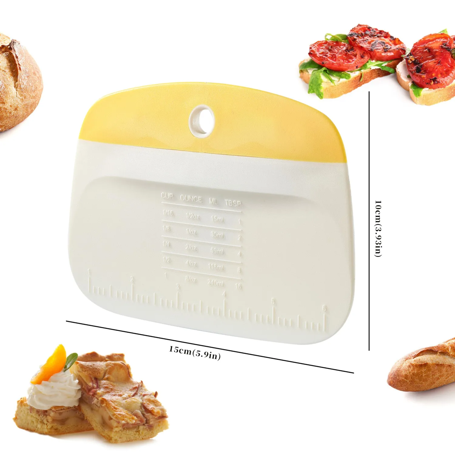 2PCS Bowl Scraper, Little Cook Bench Dough Bread Scraper, Premium Plastic Dough Cutter, Multipurpose Kitchen Food Scraper for Bread, Dough, Pastry, Cake, Baking and Cooking (2Pack, Yellow+Green)