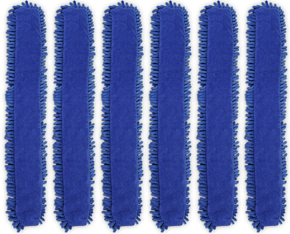 Dual-Sided Chenille and Terry Microfiber Duster Covers, Fits Flex Dusters, Machine Washable, Chemical-Free Cleaning, Traps Dirt &Dust, Safe for Electronics, Home, and Vehicles, 6-Pack