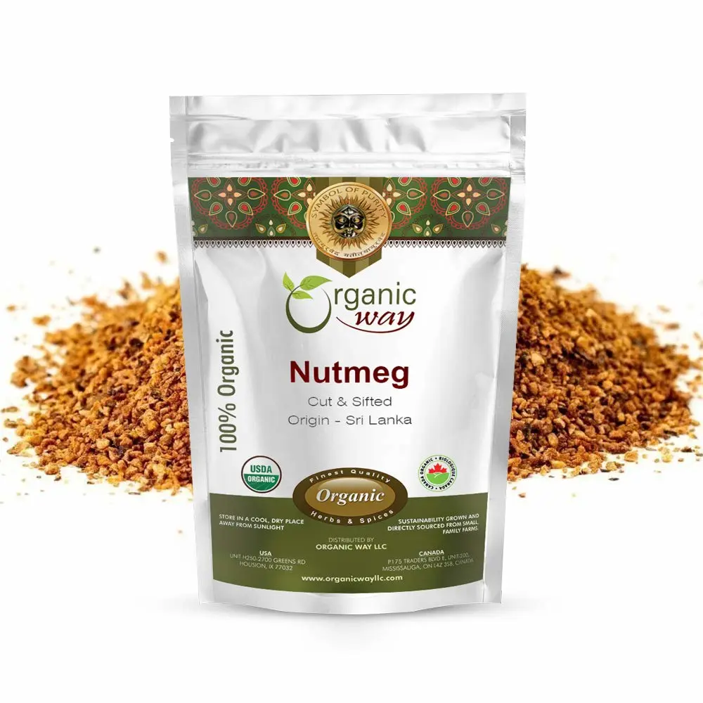 Organic Way Premium Ground Nutmeg Cut & Sifted (Myristica fragrans) - Healthy Digestion | Organic & Kosher Certified | Non GMO & Gluten Free | USDA Certified | Origin - Sri Lanka (1 LBS)