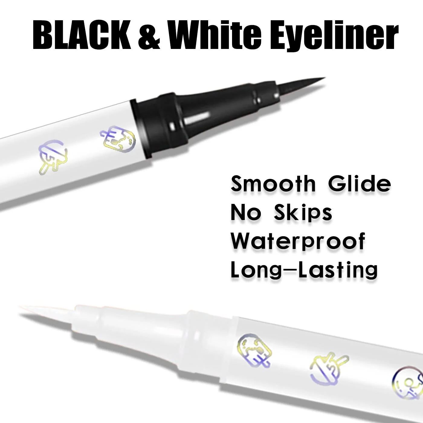 White Eyeliner & Black Eyeliner Set, Waterproof Liquid Eyeliner Quick Drying Long-lasting Eye Liners for Women Makeup Tool Easy To Use Eyeliner Liquid Set