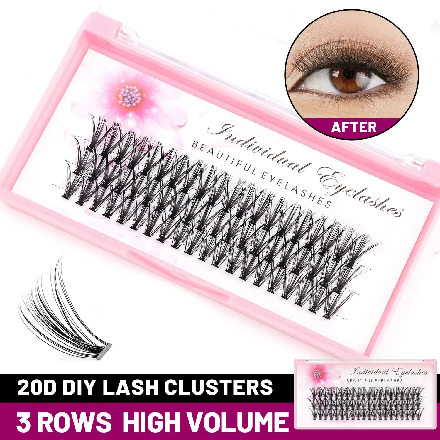 8/10/12/14/16/17/18/20mm 60pcs 20 Root Grafting Individual False Eyelashes Mink Natural Long Eye Lashes Cluster Extension Makeup Beauty Fake Eyelash (18mm)