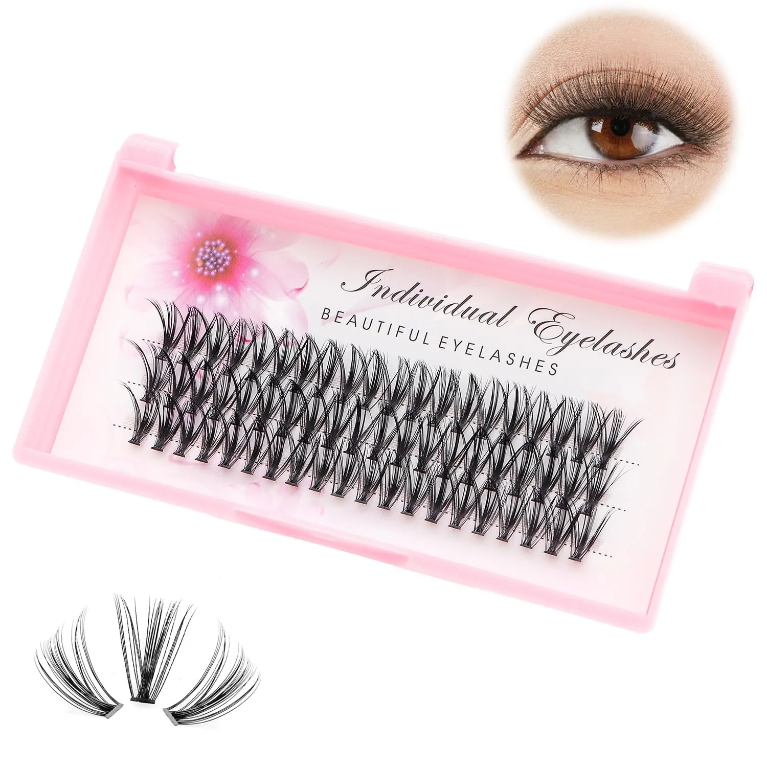 8/10/12/14/16/17/18/20mm 60pcs 20 Root Grafting Individual False Eyelashes Mink Natural Long Eye Lashes Cluster Extension Makeup Beauty Fake Eyelash(14mm)