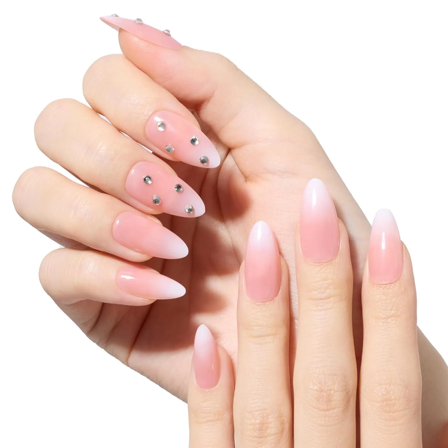 Beetles Coffin Press On Nails 30pcs False Nail Tip Medium Nails, 15 Sizes Reusable Translucent Glue-on Nails Elegant False Nail Kit with 10ml Quick-drying Nail Glue and Nail File Diy
