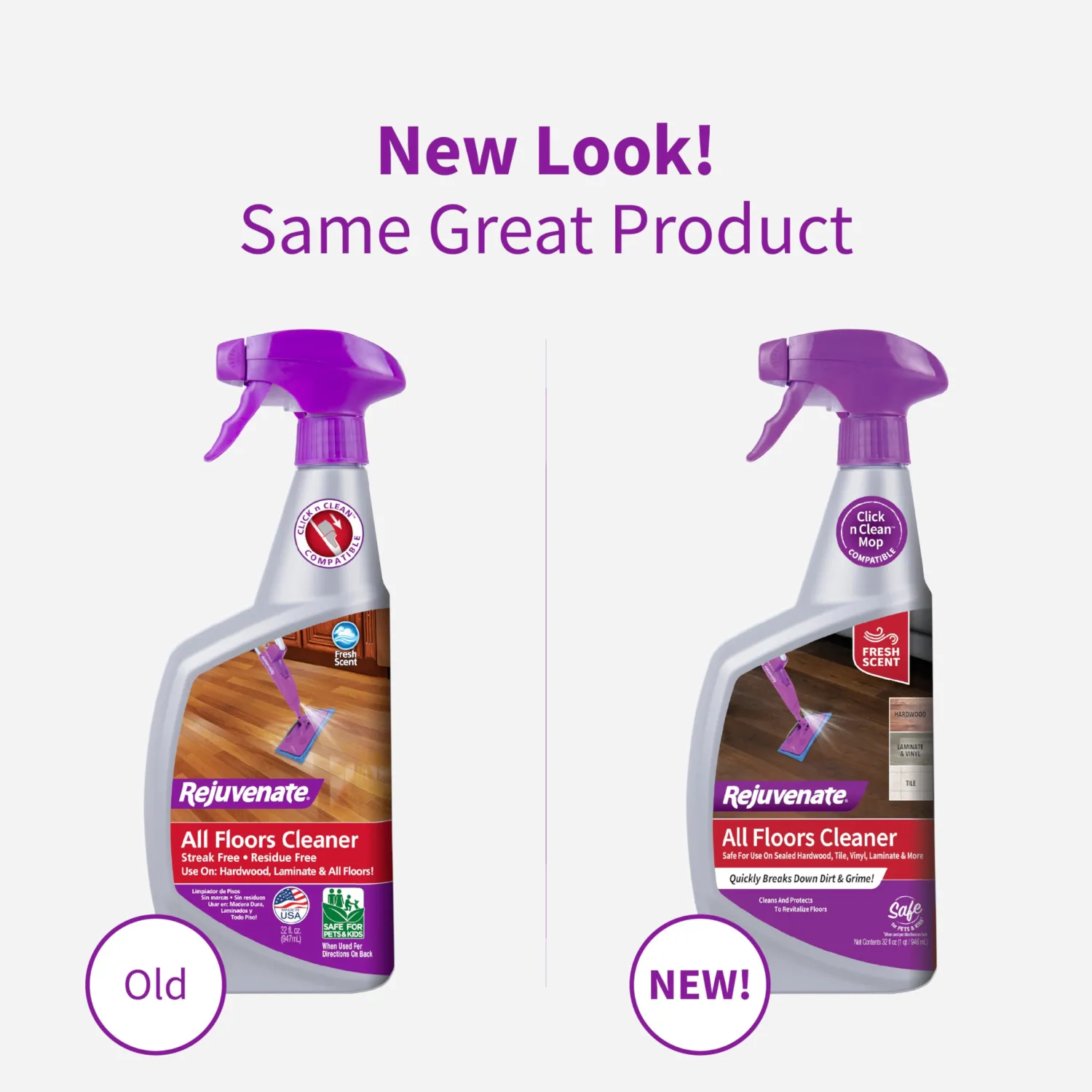 Rejuvenate High Performance All-Floors and Hardwood No Bucket Needed Floor Cleaner Powerful PH Balanced Shine with Shine Booster Technology Low VOC Best in Class Products 32oz