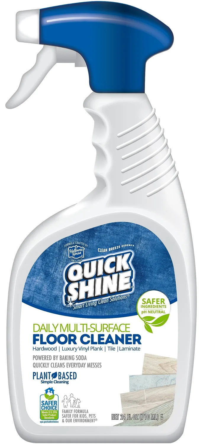 Quick Shine Multi Surface Floor Cleaner Daily Care 24oz | Plant-Based, Ready to Use, Dirt Dissolving, Streak Free, No Rinse | Use on Hardwood, Laminate, Luxury Vinyl Plank, Tile & Stone | Safer Choice