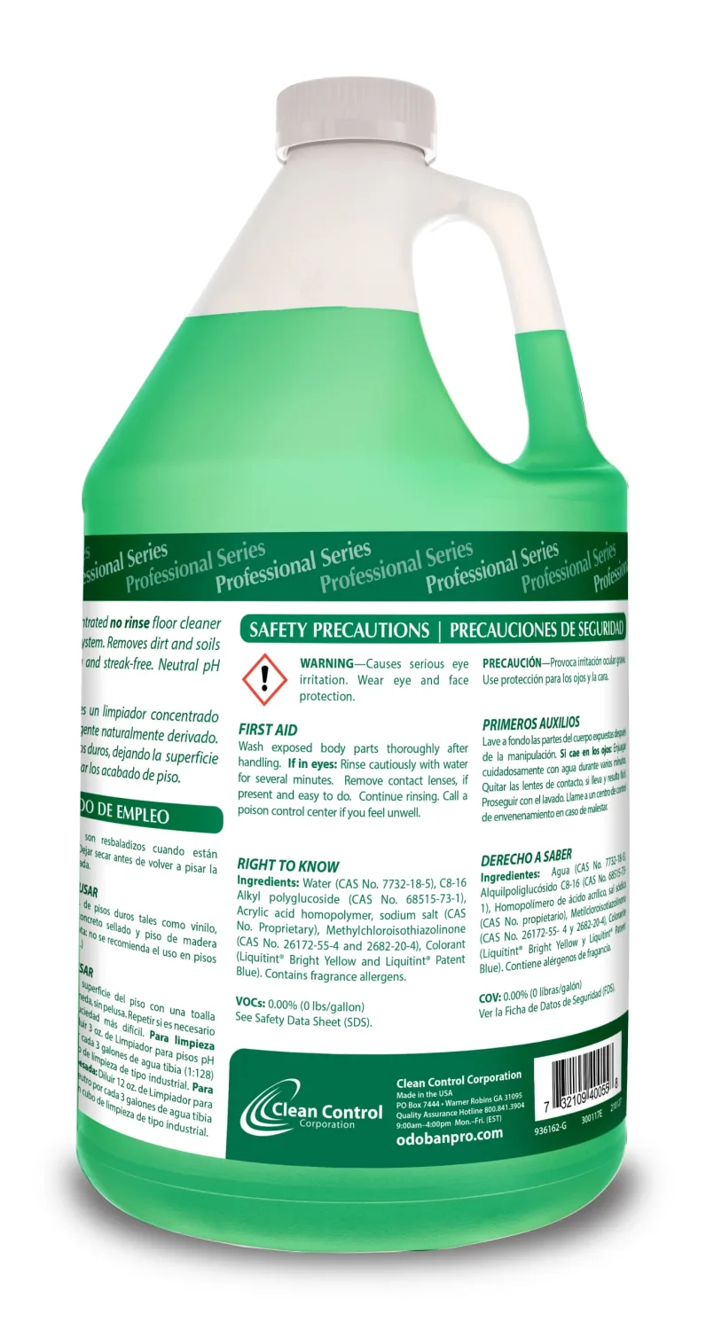 OdoBan Professional Series Neutral pH No Rinse Floor Cleaner Concentrate, 4 Gallons