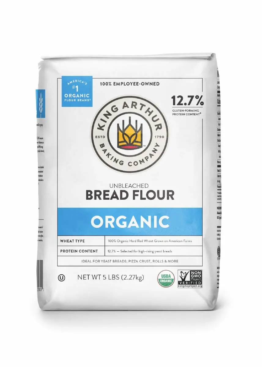 King Arthur, 100% Organic Unbleached Bread Flour, Non-GMO Project Verified, No Preservatives, 5 Pounds