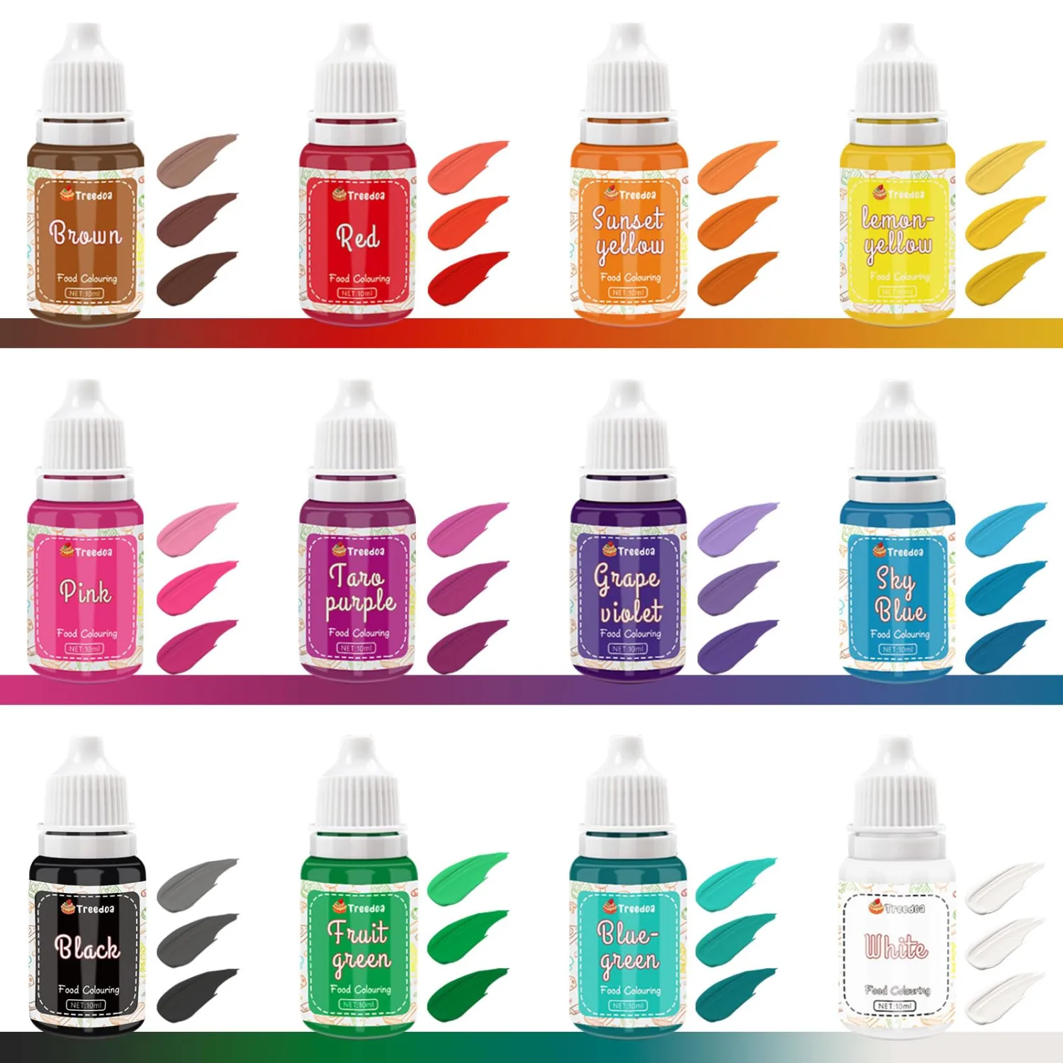 Food Coloring Liquid Set,12 Colors x 10ml Cake Food Coloring Set for Baking Cake Decorating Edible Food Grade Food Color Dye for Fondant,Macaron,Icing,Slime Making DIY Supplies Kit-0.35 Fl. oz/Bottles