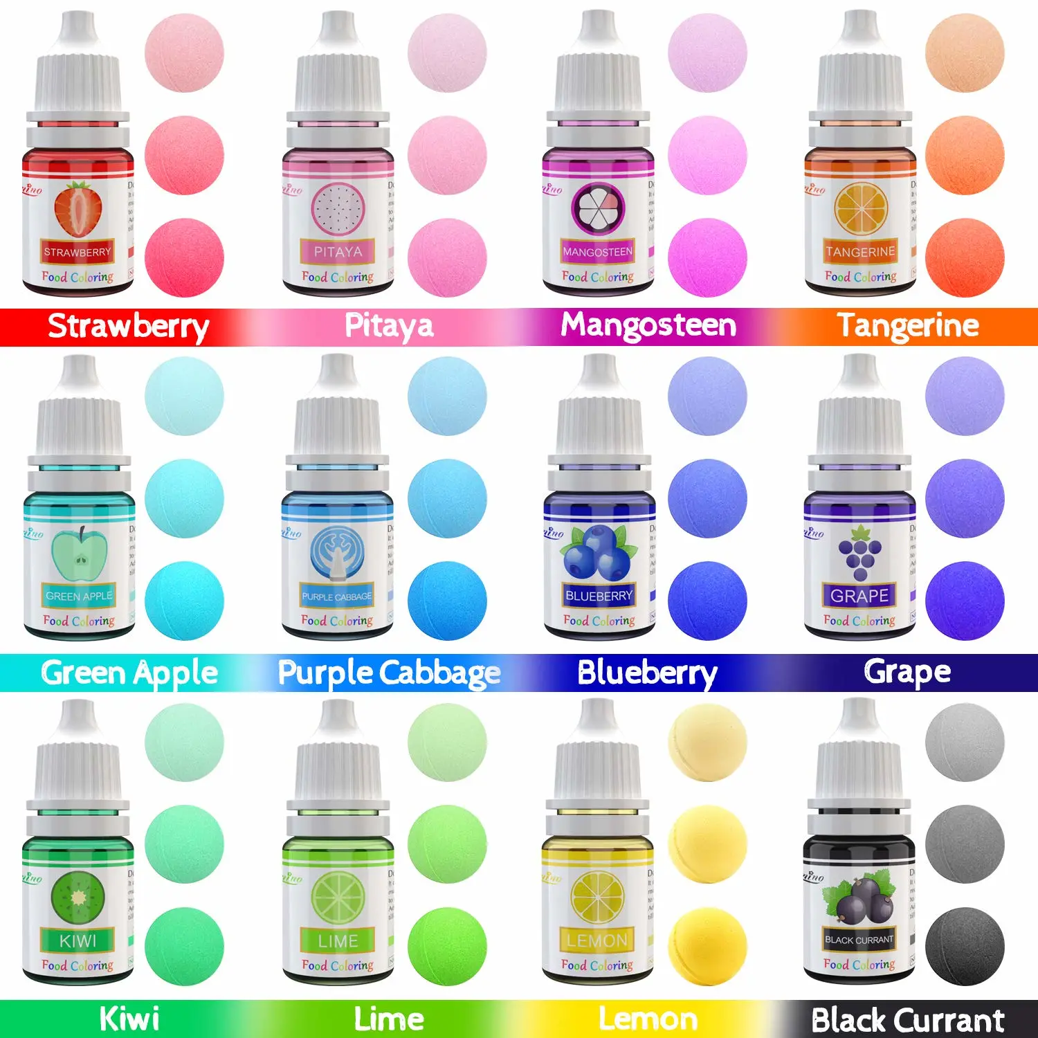 Food Coloring - 12 Color Vibrant Cake Food Coloring Set for Baking, Cooking, Decorating and Fondant - Upgraded Liquid Concentrated Icing Food Color Dye for DIY Treats and Crafts - .25 fl. oz. Each
