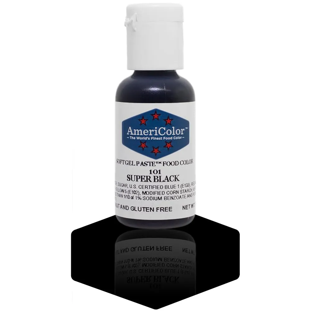 AmeriColor, Super Black, .75 Ounce Bottle, Soft Gel Paste Food Color