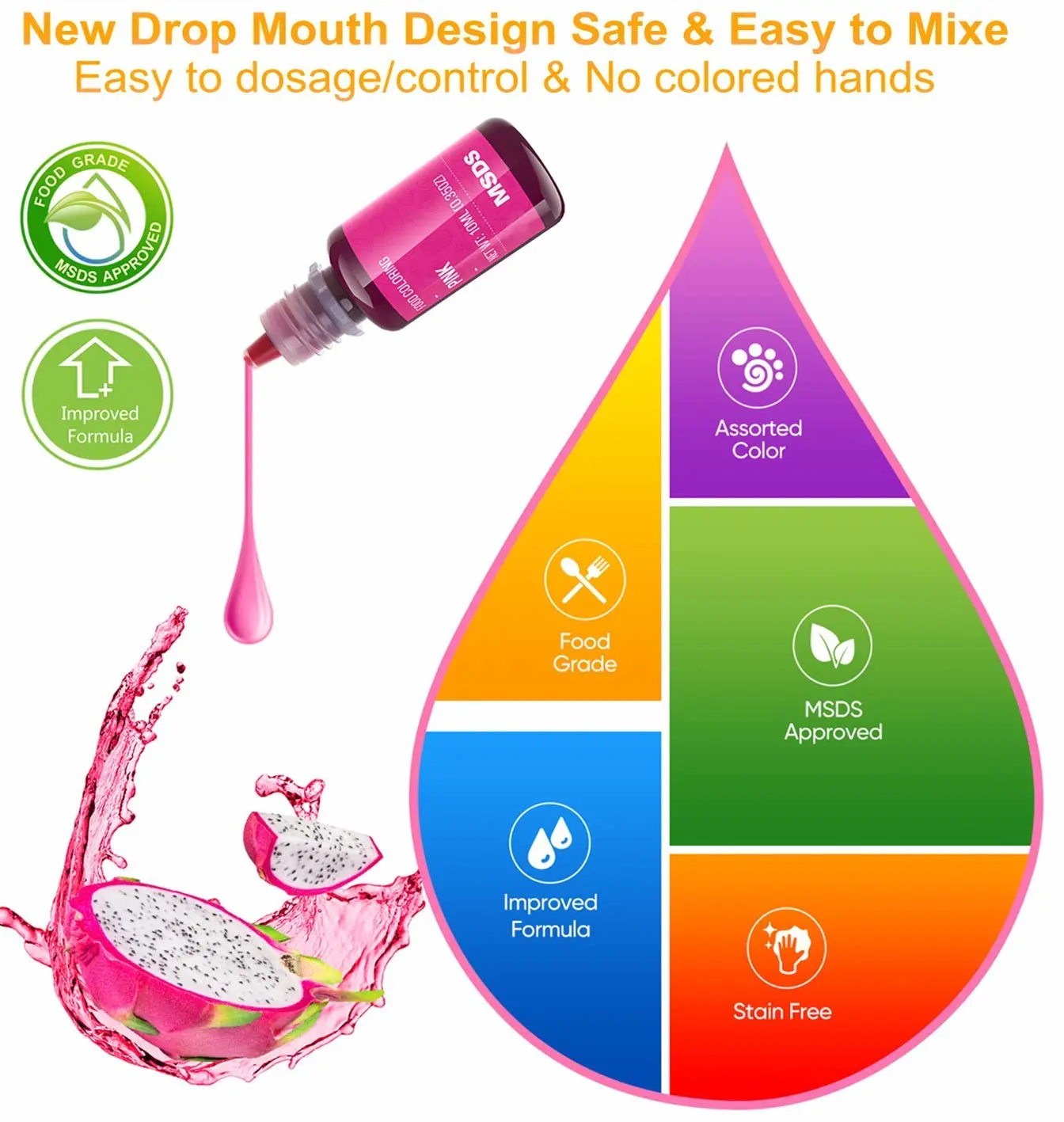 ValueTalks Food Coloring 12 Color x10 ml Food Grade Vibrant Liquid Food Color Dye Flavorless Vegan-free Icing Colors for Baking, Icing, Cake Decorating, Macaron, Frosting, Fondant, Cookie, Slime