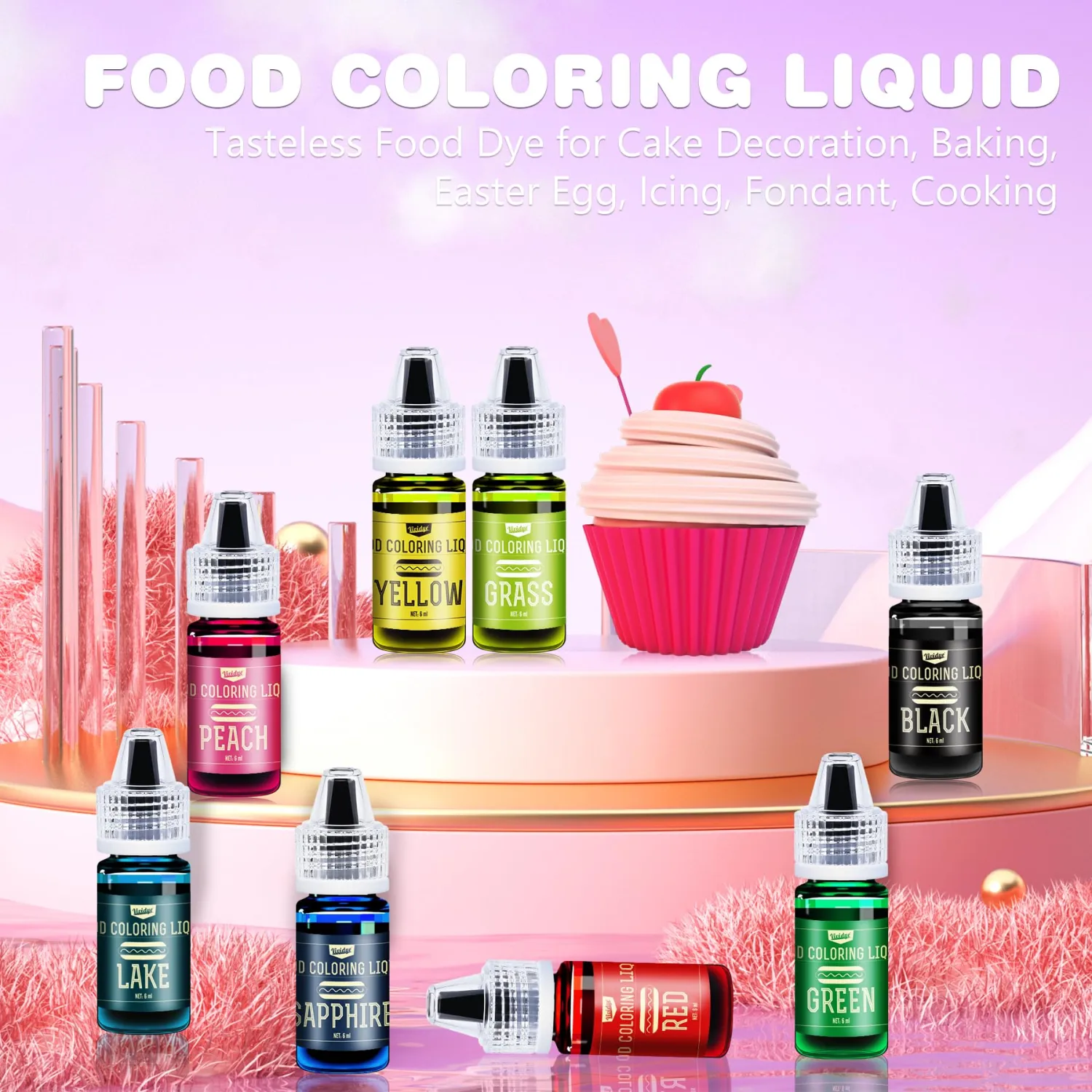Food Coloring Set - 22 Vivid Colors Food Coloring Set for Baking, Cake Decorating, Cookie, Fondant and Macaron - Liquid Tasteless Food Color Dye for DIY Slime Making and Crafts - .25 fl. oz. Bottles