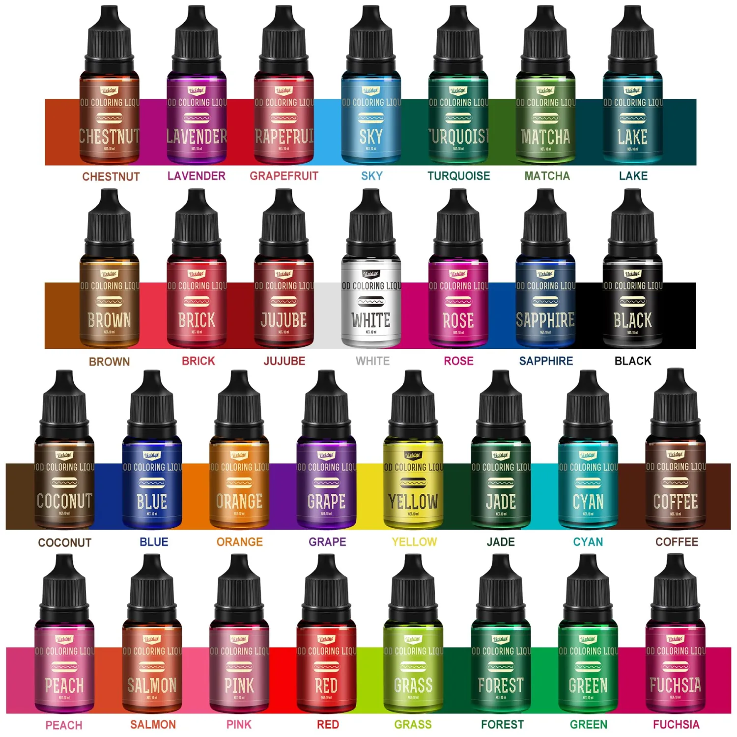 Food Coloring Set - 30 Vivid Colors Food Coloring Set for Baking, Cake Decorating, Cookie, Fondant and Macaron - Liquid Tasteless Food Color Dye for DIY Slime Making and Crafts - .35 fl. oz. Bottles