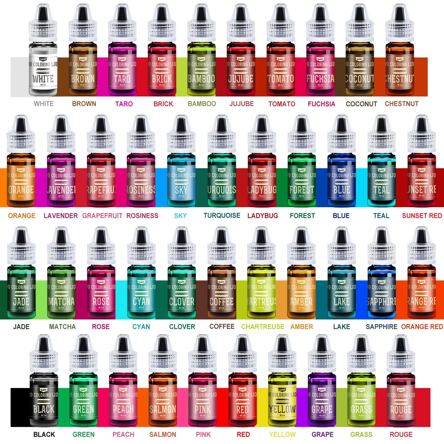 Food Coloring Set - 42 Vivid Colors Food Coloring Set for Baking, Cake Decorating, Cookie, Fondant and Macaron - Liquid Tasteless Food Color Dye for DIY Slime Making and Crafts - .25 fl. oz. Bottles