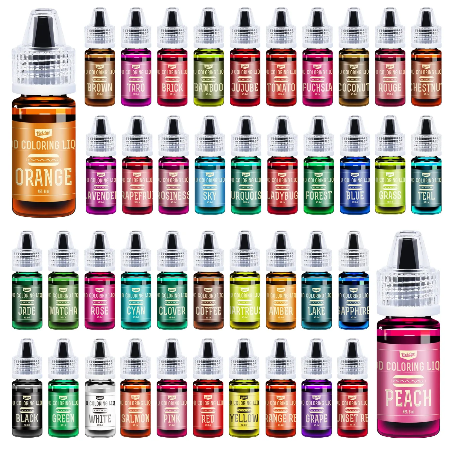 Food Coloring Set - 42 Vivid Colors Food Coloring Set for Baking, Cake Decorating, Cookie, Fondant and Macaron - Liquid Tasteless Food Color Dye for DIY Slime Making and Crafts - .25 fl. oz. Bottles