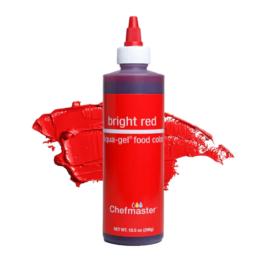 Chefmaster Bright Red Liqua-Gel® Food Coloring | Vibrant Color | Professional-Grade Dye for Icing, Frosting, Fondant | Baking & Decorating | Fade-Resistant | Easy-to-Use | Made in USA | 10.5 oz