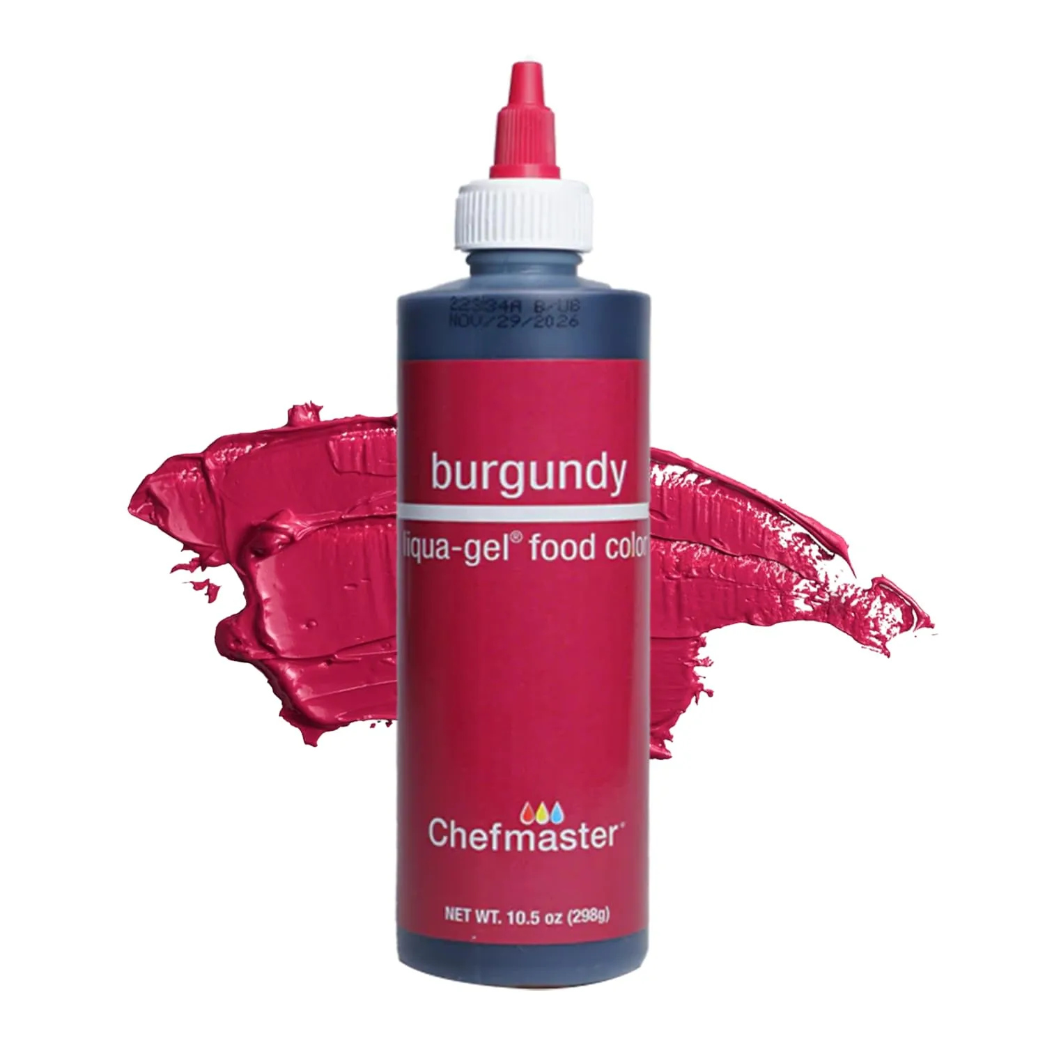 Chefmaster Burgandy Liqua -Gel Food Coloring | Vibrant Color | Professional-Grade Dye for Icing, Frosting, Fondant | Fade-Resistant | 10.5 oz