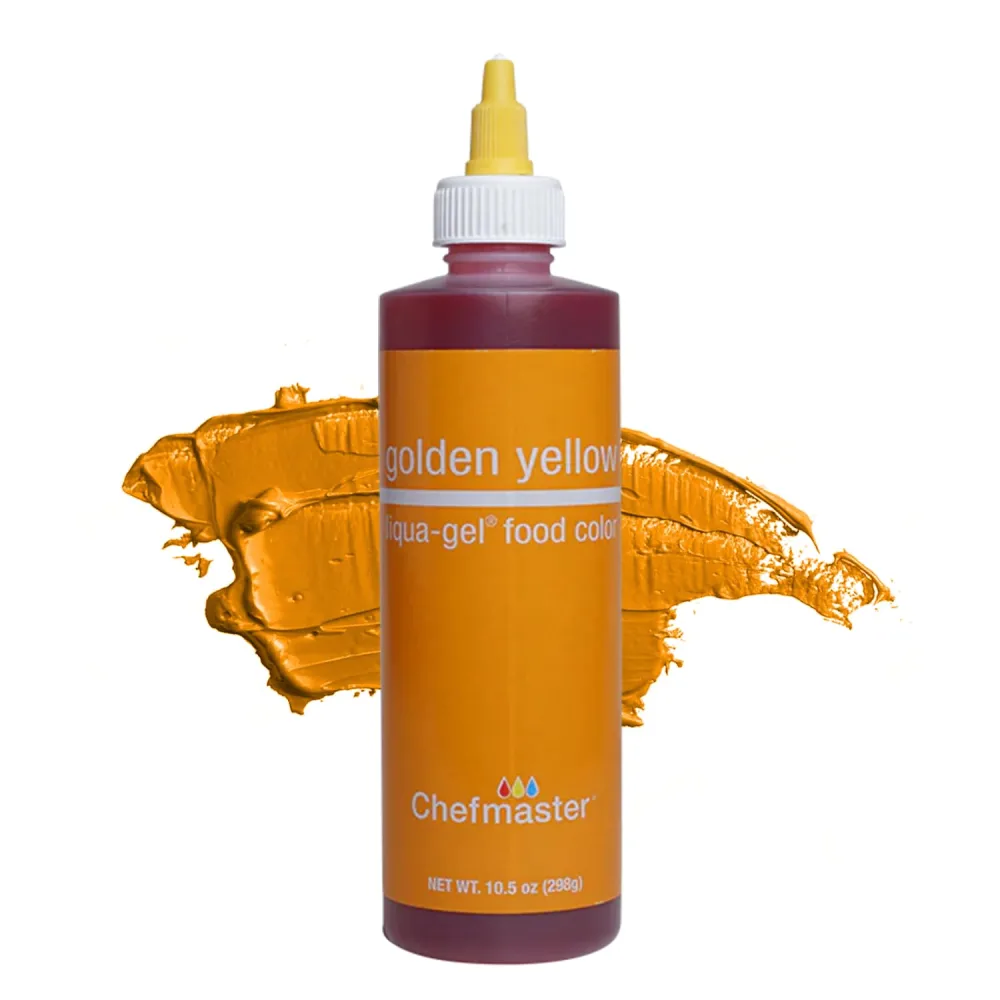 Chefmaster Golden Yellow Liqua -Gel Food Coloring | Vibrant Color | Professional-Grade Dye for Icing, Frosting, Fondant | Fade-Resistant | 10.5 oz