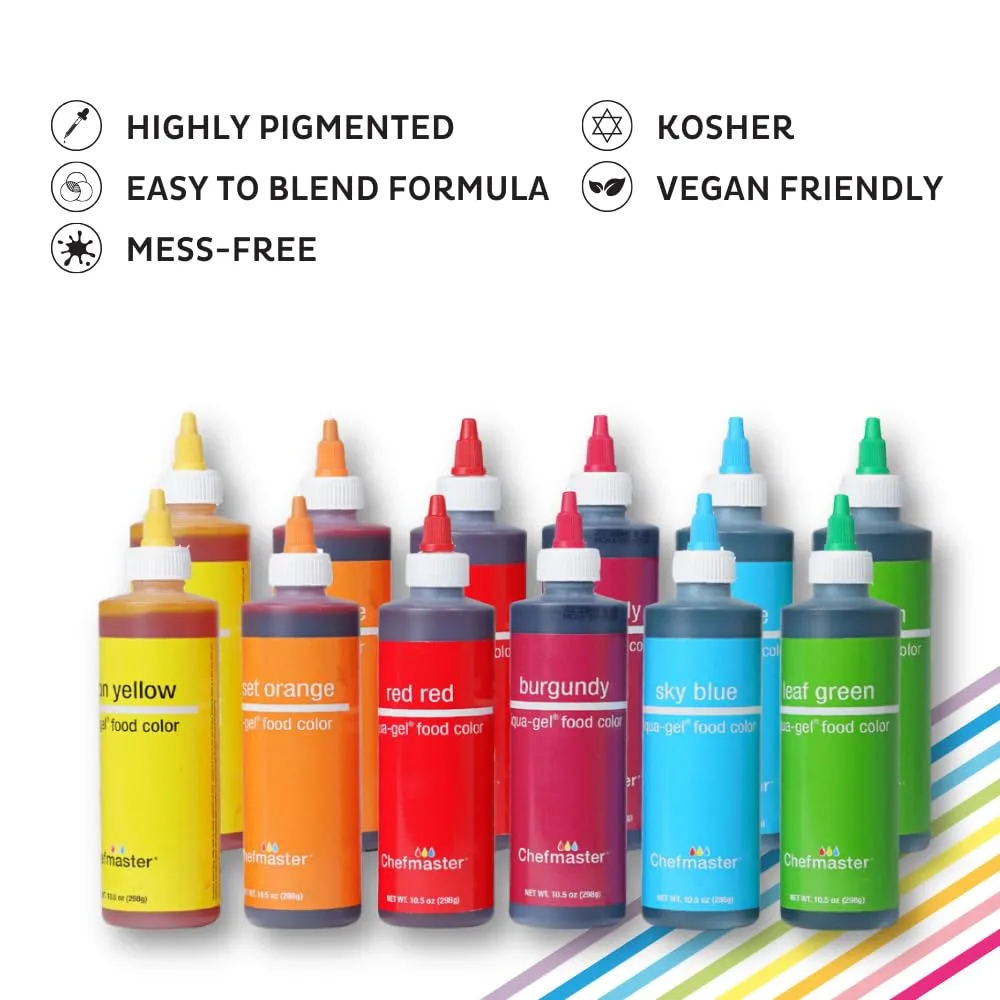 Chefmaster Sienna Liqua-Gel® Food Coloring | Vibrant Color | Professional-Grade Dye for Icing, Frosting, Fondant | Baking & Decorating | Fade-Resistant | Easy-to-Use | Made in USA | 10.5 oz
