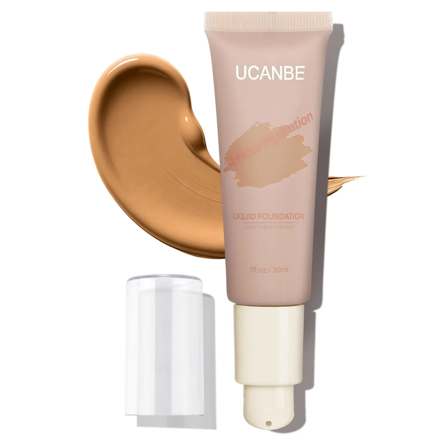 UCANBE Matte Liquid Foundation Makeup, Medium to Full Coverage Waterproof Longwear Serum Cream Foundation for Combination & Oily Mature Skin, Lightweight Hydrating & Nourishing, Cashew, 1 fl. oz.