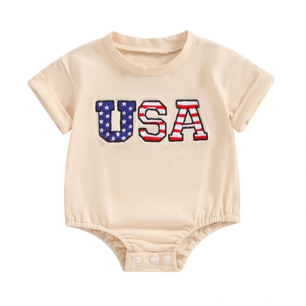 4th of July Baby Rompers Infant Girls Boys Letter Embroidery Bodysuits