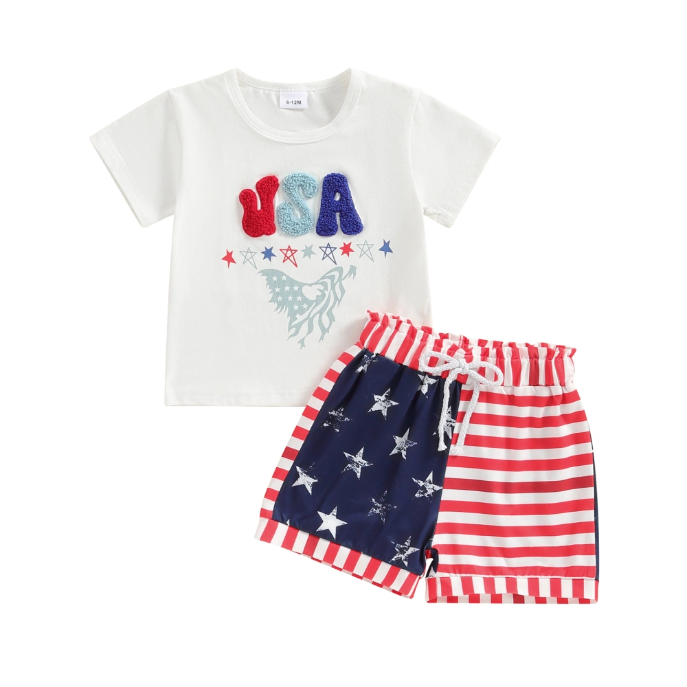 Baby Boy Girl 4th of July Outfit, Short Sleeve Tops Striped Shorts