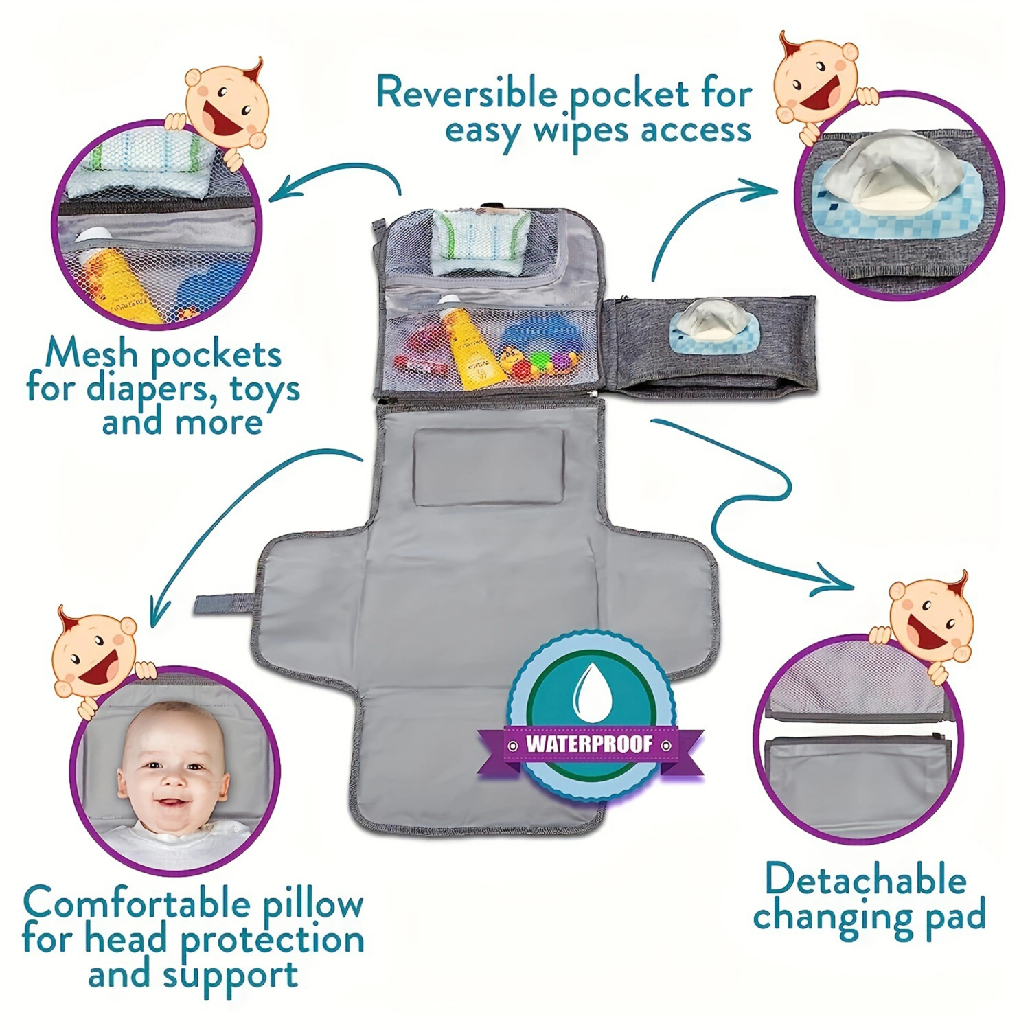 Portable Diaper Changing Pad Travel Diaper Changer Bag Changing Mat