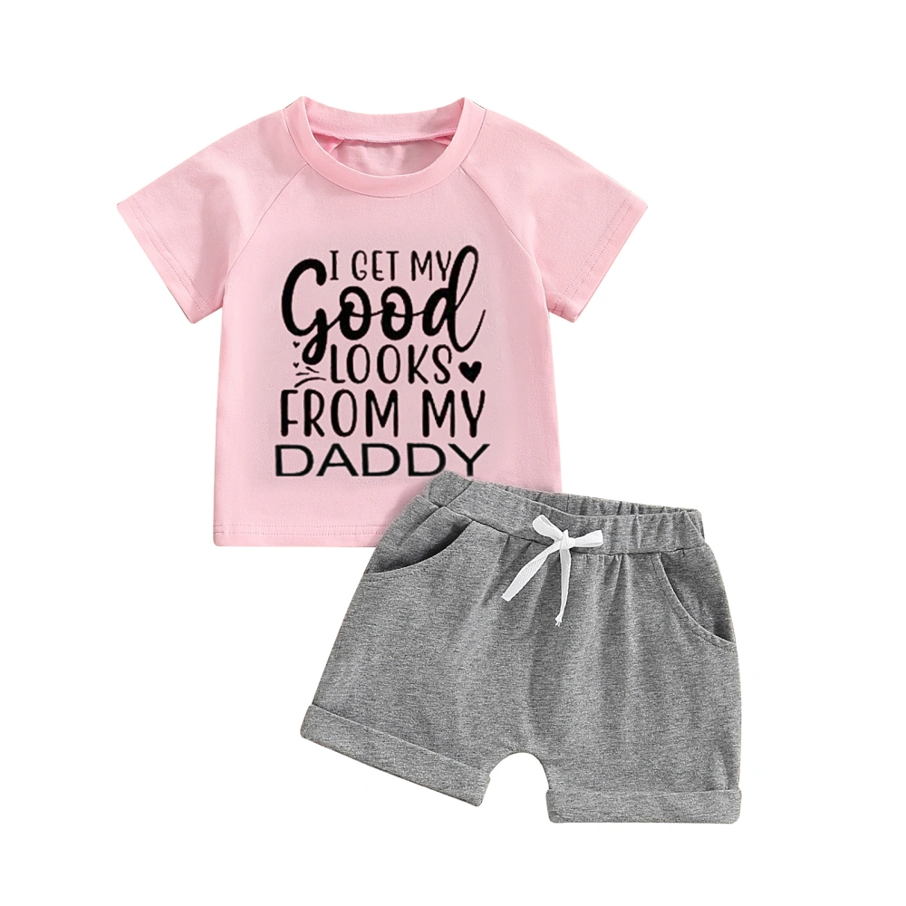 Baby Girl Summer Outfits Heart Letter Print T-Shirt + Shorts Set