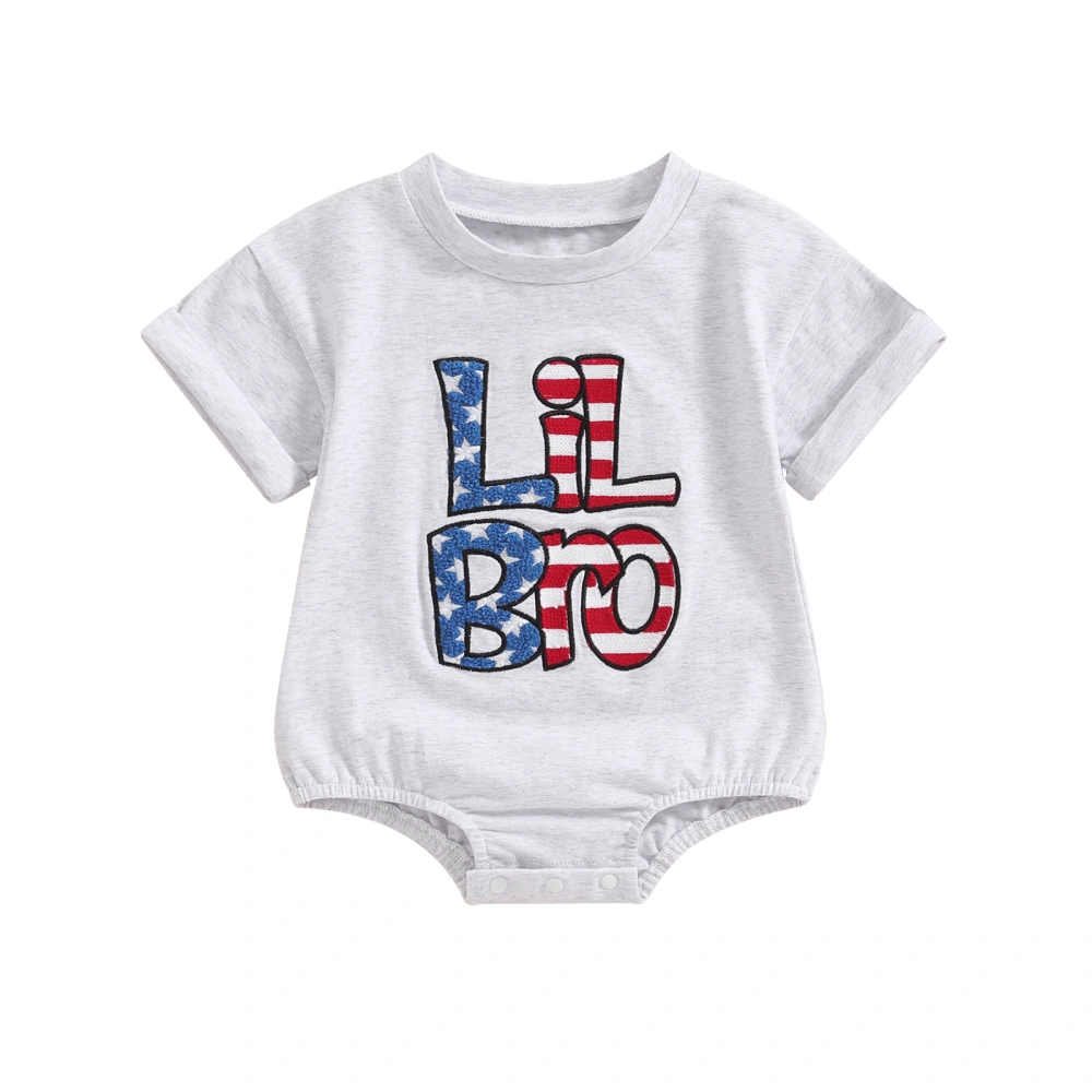 Infant Baby 4th of July Jumpsuit Letter Embroidery Short Sleeve Romper