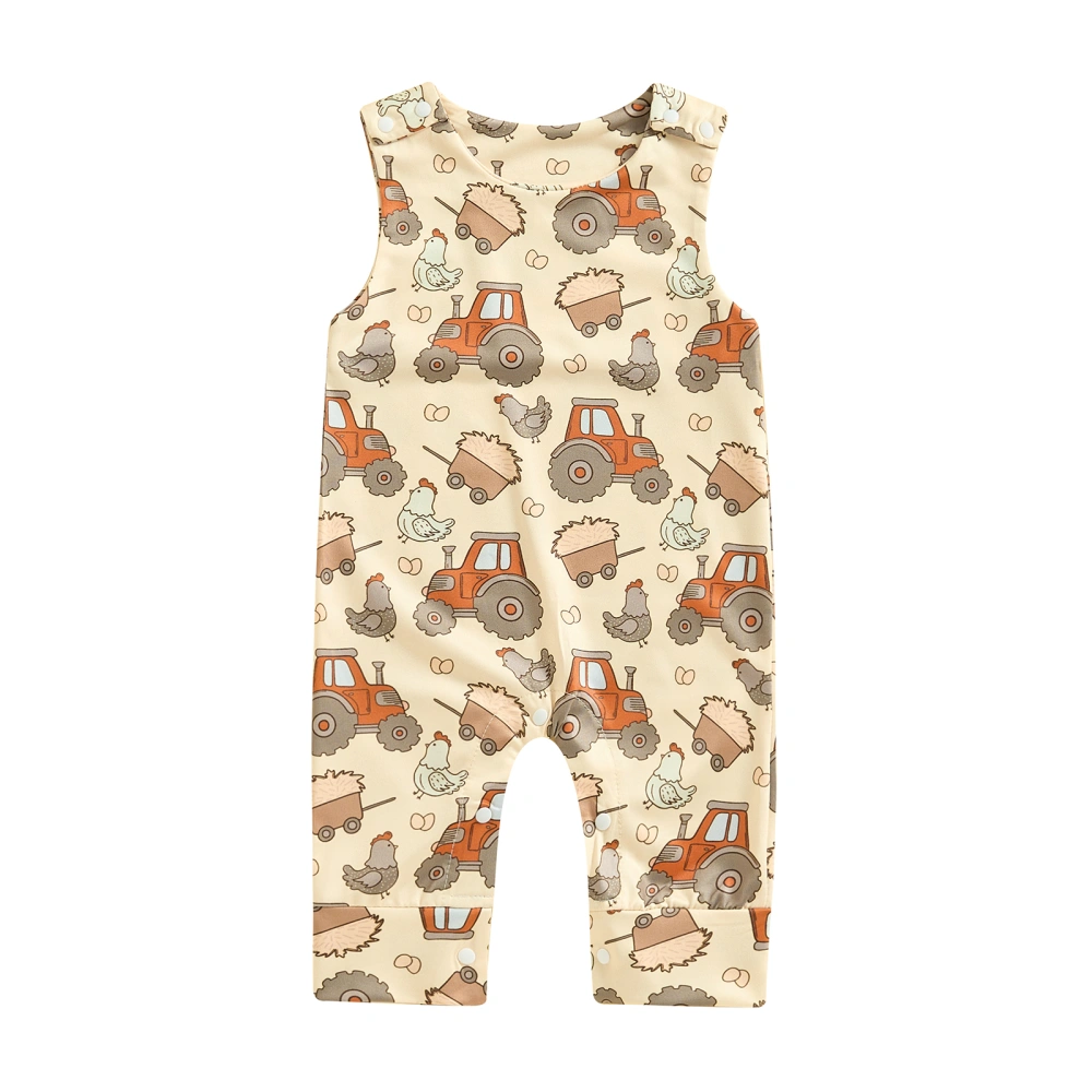 Infant Baby Summer Tank Romper Animal Print Round Neck Bodysuit 