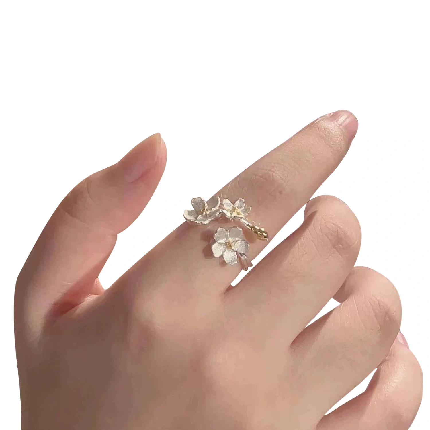 Women flower ring, Adjustable Ring Camellia Jewelry Birthday Gift