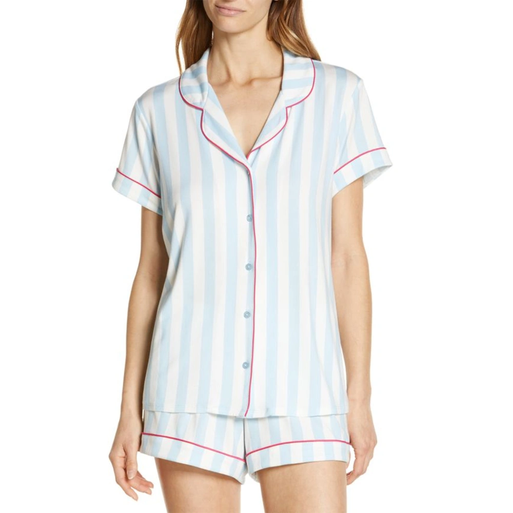 Women’s 2 Piece Pajamas Set Striped Contrast Color Shirt + Shorts