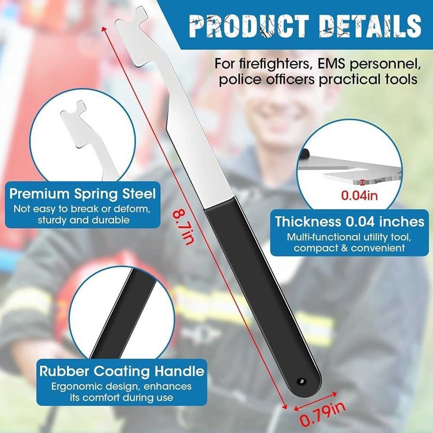 Pry Bar, High Hardness Crow Bar Portable Firefighter Tool Multitool