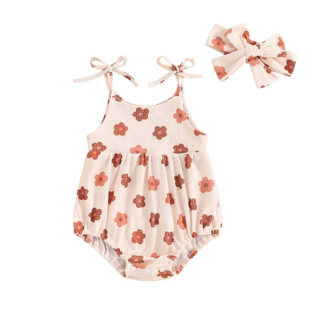 Baby Girl Summer Romper Floral/Strawberry Print Sleeveless Bodysuit