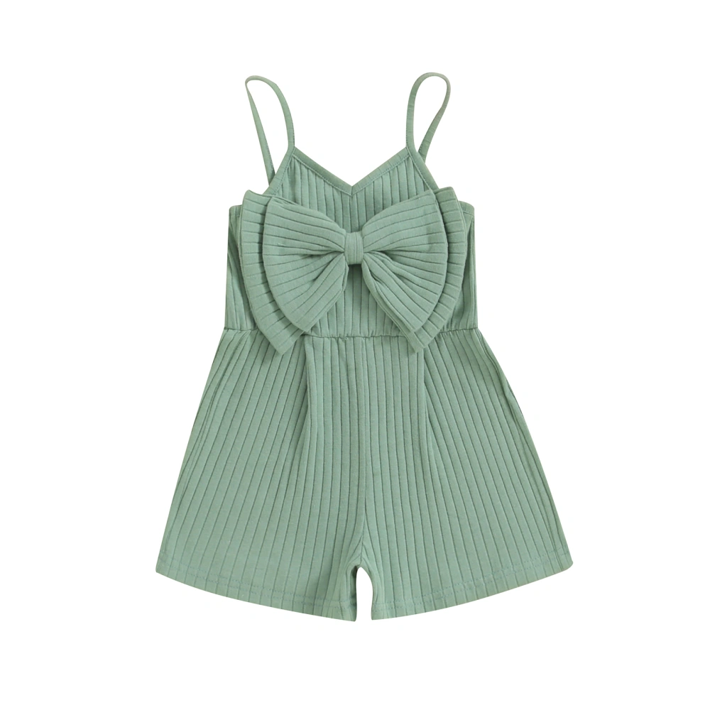 Baby Girl Ribbed Jumpsuit Summer Cute Bow Sleeveless Romper Shorts 