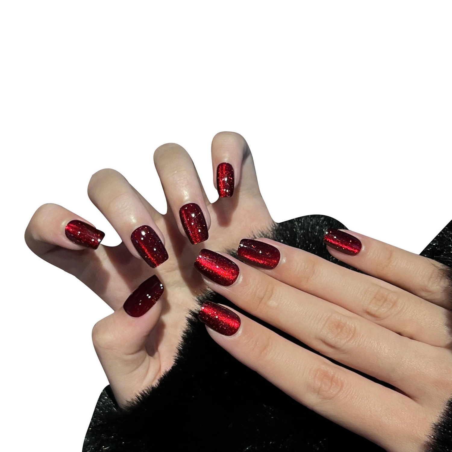 Press On Nails Set Reusable Sparkly Stick On Fake Nails Artificial Nails