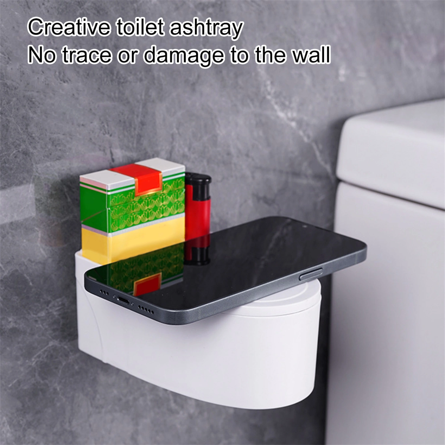 Wall Mounted Mini Toilet Ashtray Funny Windproof Ashtray with Lid
