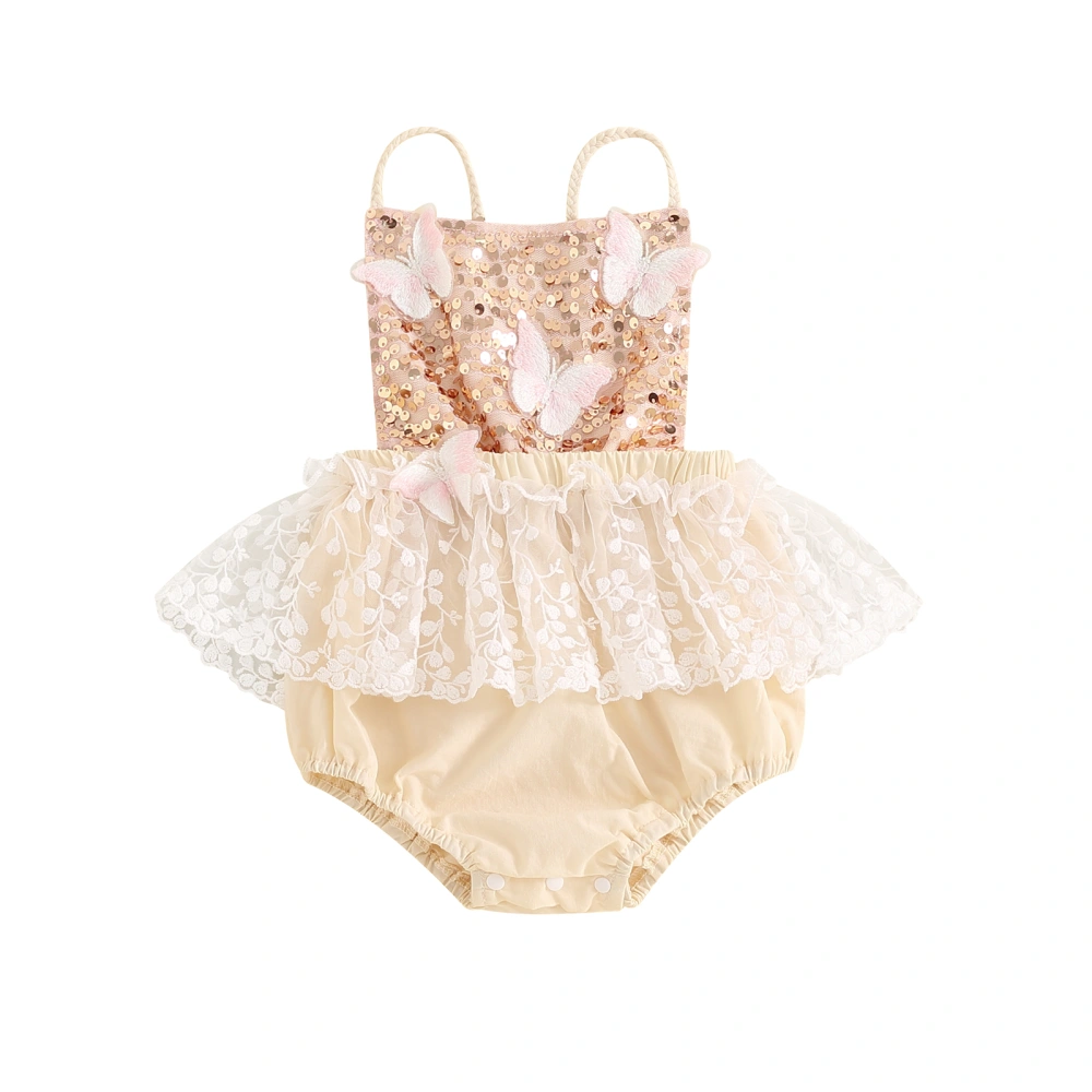 Baby Girl Summer Romper Cute Sleeveless 3D Butterfly Sequin Bodysuit