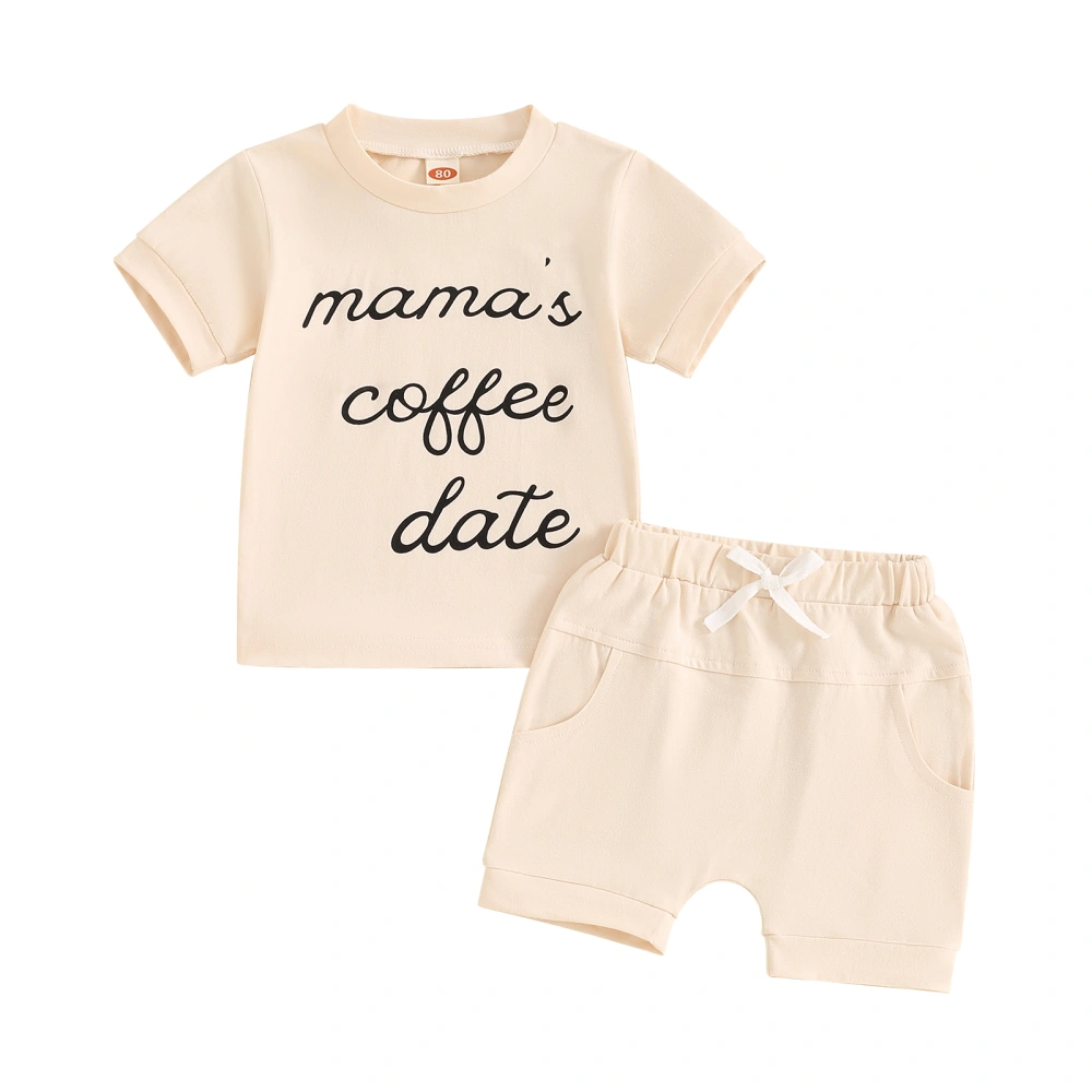 Baby Boys Summer Outfits Letter Print T-Shirt and Elastic Shorts