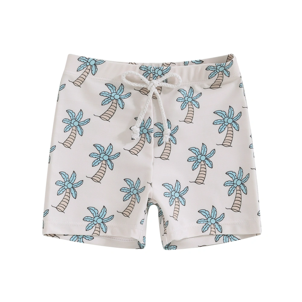 Baby Boy Swim Trunks, Elastic Waist Tree Dinosaur Print Beach Shorts