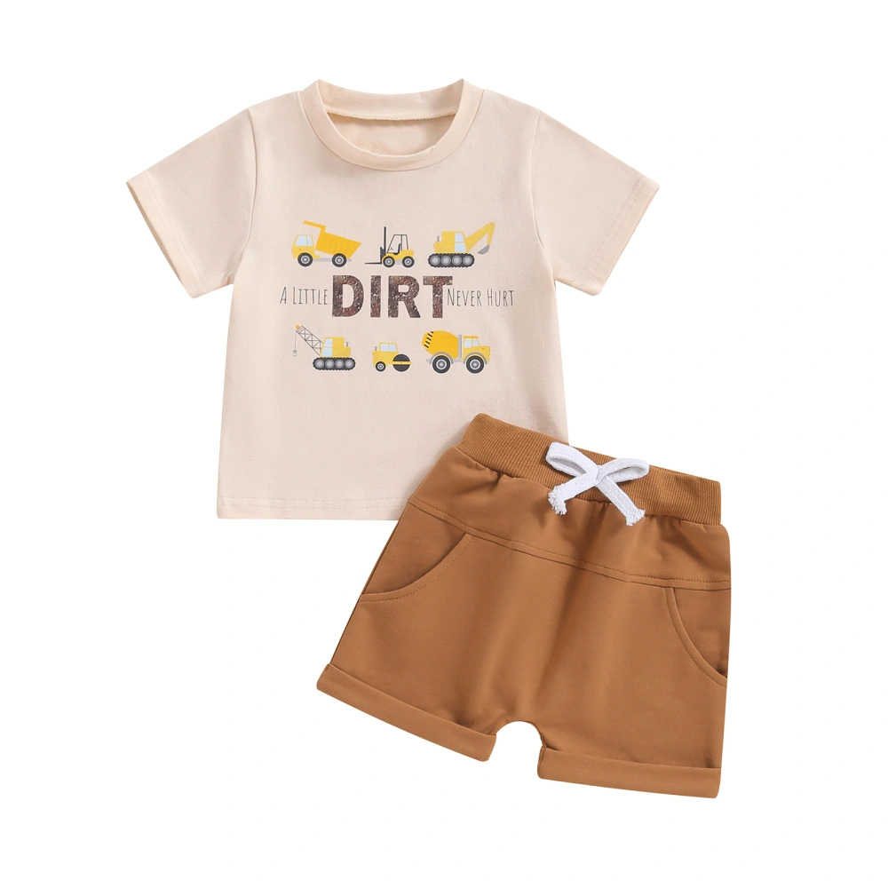 Baby Boys Summer Outfits Letter Print T-Shirt and Elastic Shorts