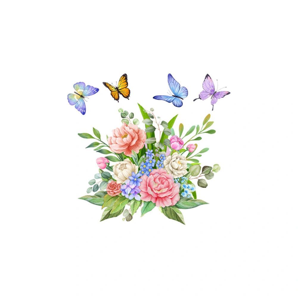 Bathroom Wall Sticker, DIY Colorful Flower Butterfly Toilet Decal