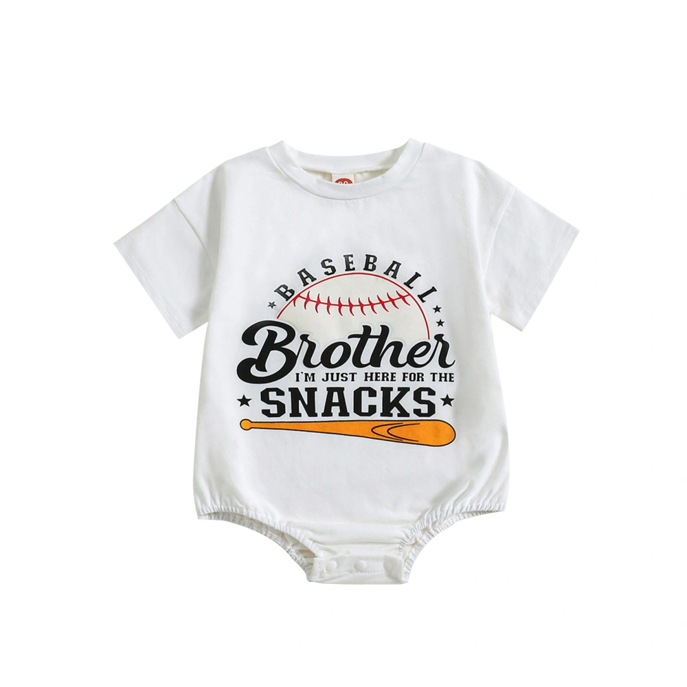 Baby Boys Romper Baseball Print Round Neck Short Sleeve Jumpsuit 