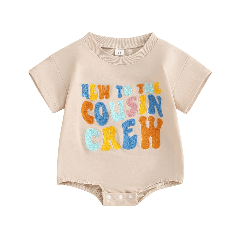 Baby Boy Romper, Short Sleeve Embroidery Letters Summer Bodysuit