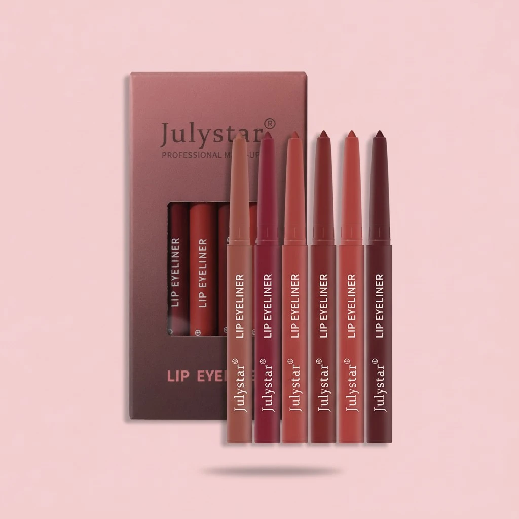 Lip Liner Set, 6Pcs Pink Red Series Lip Liner, Water Repellent